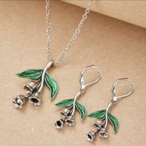 Lily of the Valley Necklace & Earrings Set • Vintage Style Floral Jewelry